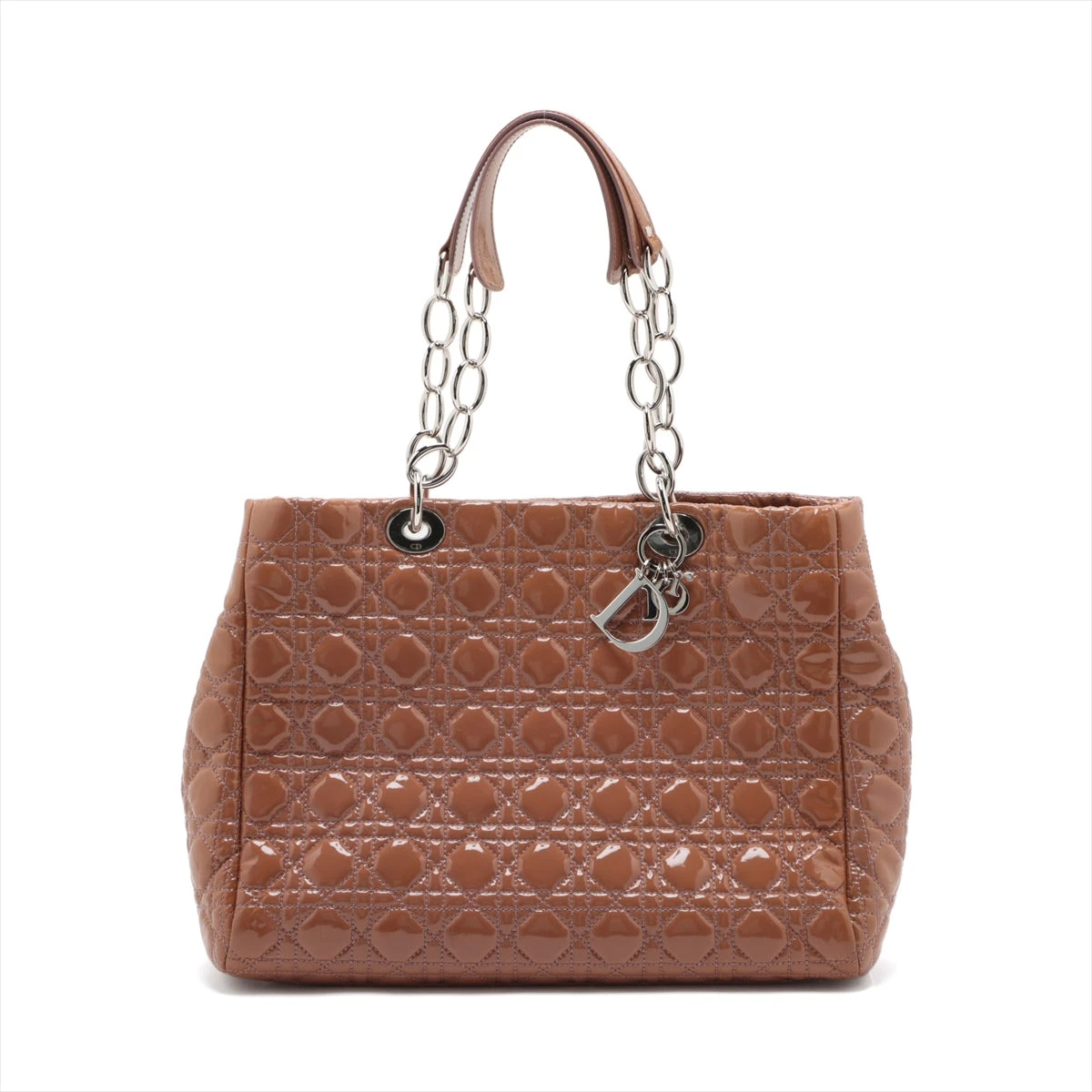 クリスチャンディオール カナージュ パテントレザー チェーントート  