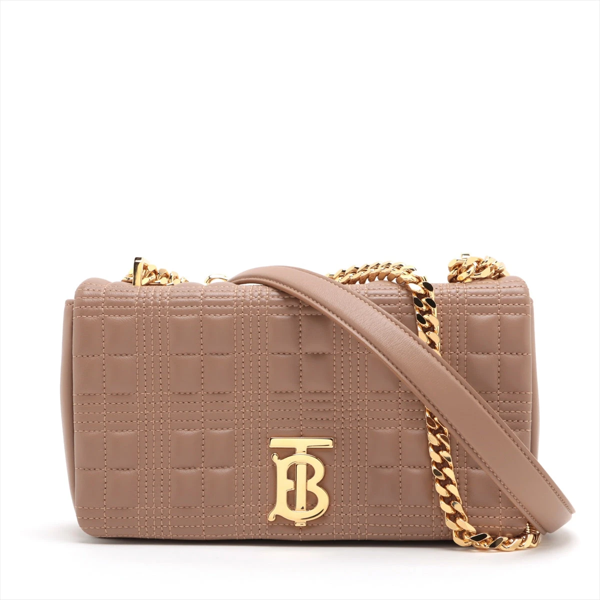 鑑定済み　現行　バーバリー　TB スモールローラチェーンショルダーバッグ　グレー 鑑定済み 現行 バーバリー TB スモールローラチェーンショルダー