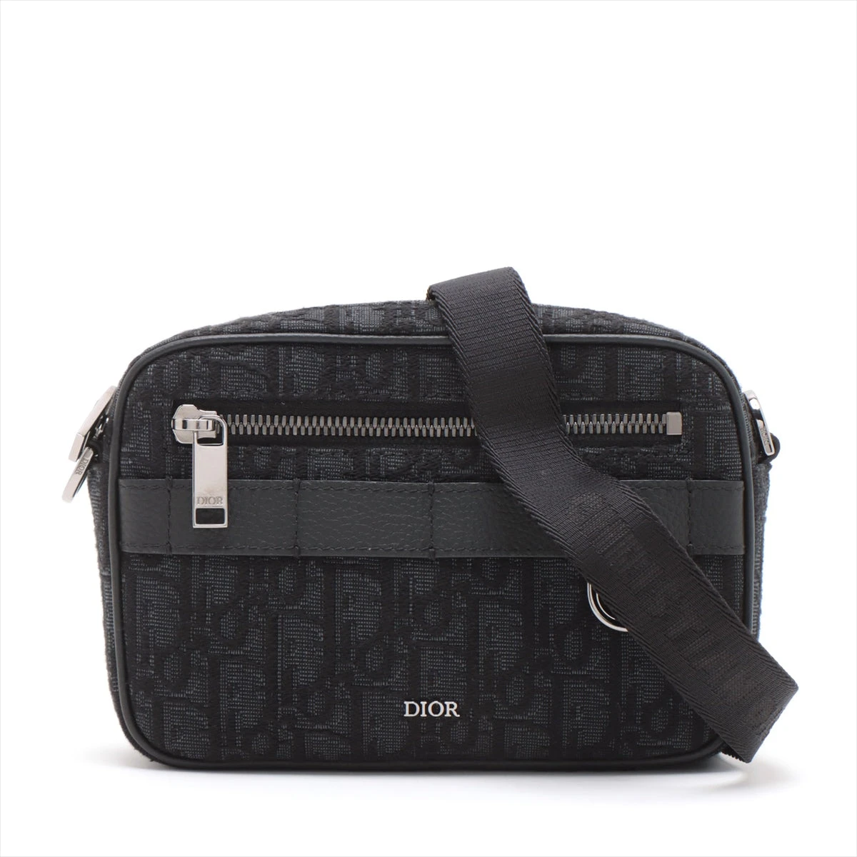 クリスチャンディオールキャンバスショルダーバッグブラック