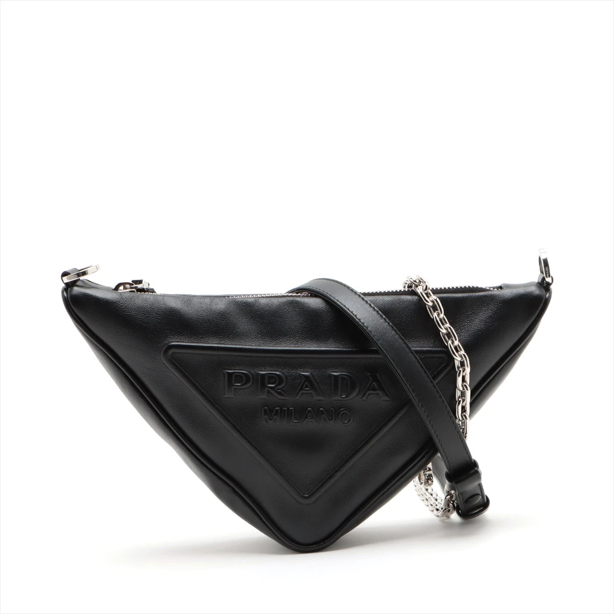 プラダ トライアングル レザー 2WAYショルダーバッグ ブラック 1BC543  