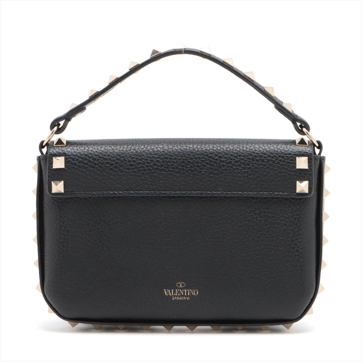 VALENTINO ロックスタッズ・ハンドバッグ 12. ブラック×レザー IKZ-393