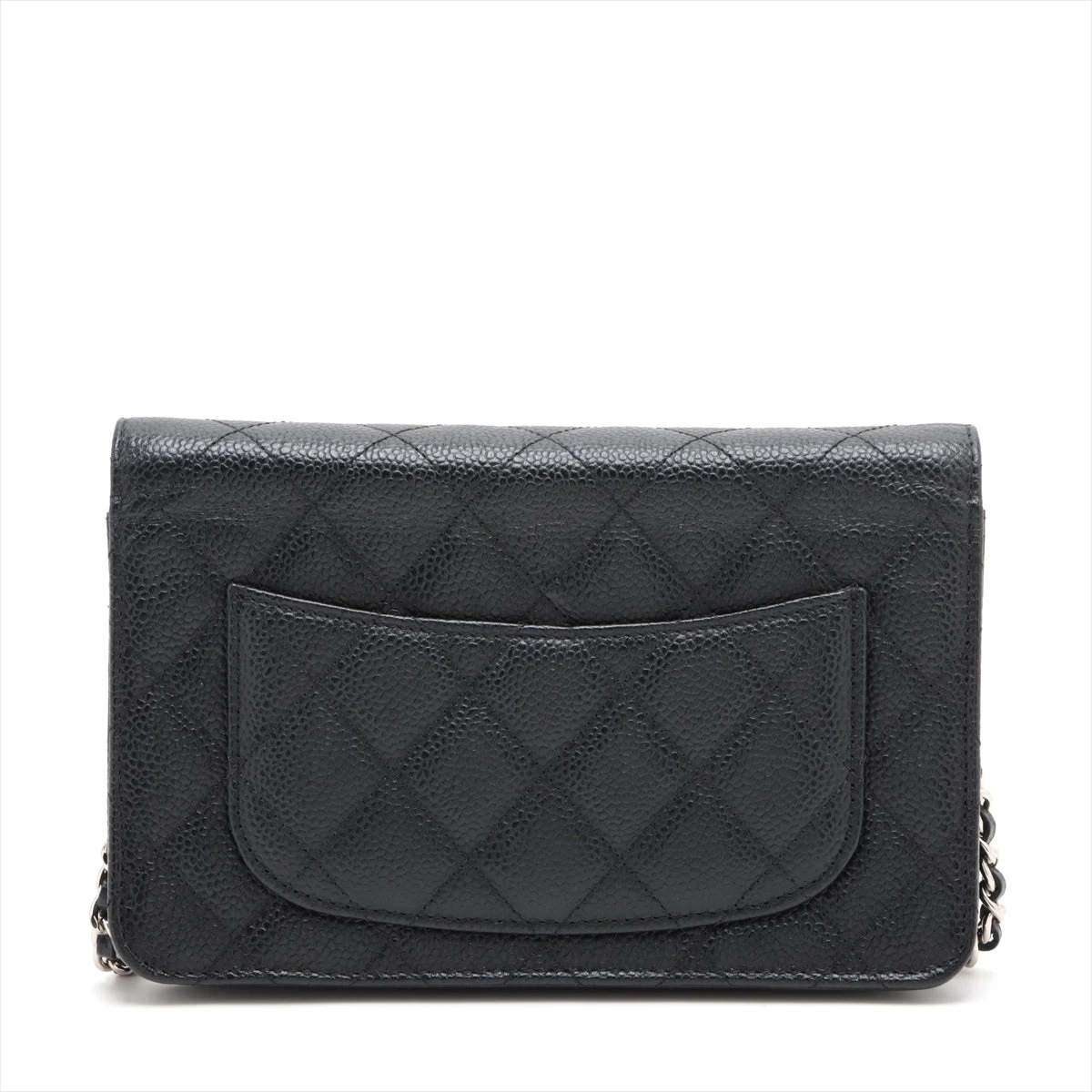 CHANEL マトラッセ 財布 ブラック シルバー金具 16番台 ギャラ付き シャネル マトラッセ キャビアスキン チェーンウォレット