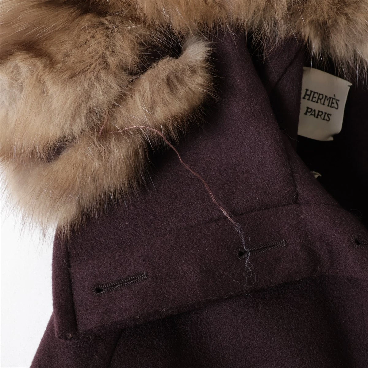 エルメス カシミヤ コート 40 レディース ボルドー ダブルブレスト 