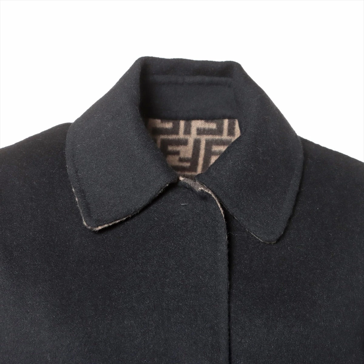 FENDI フェンディ ズッカ ウール×シルク 40 ブラック×ブラウン 