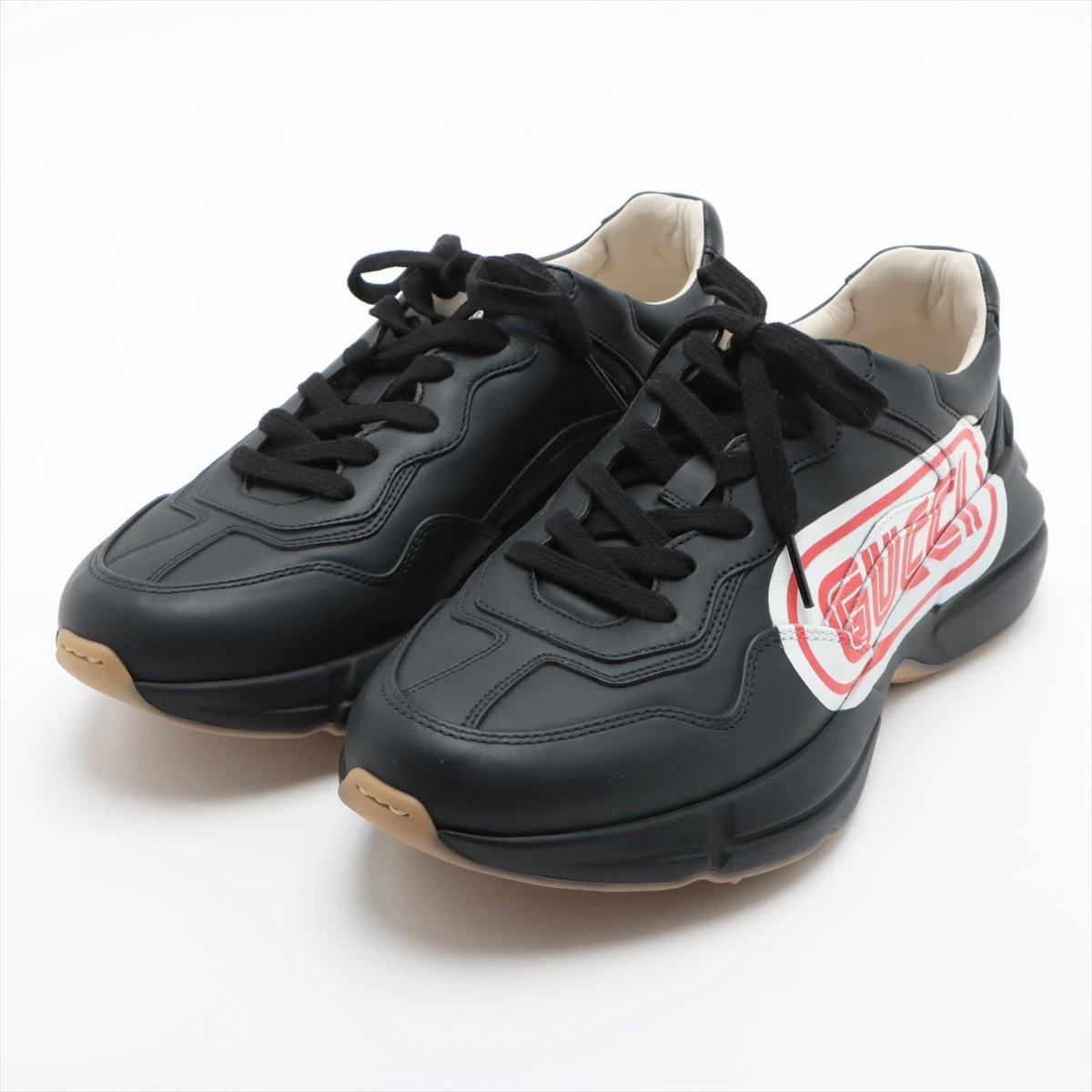 グッチ ライトン レザー スニーカー 6 1/2 メンズ ブラック 523609  