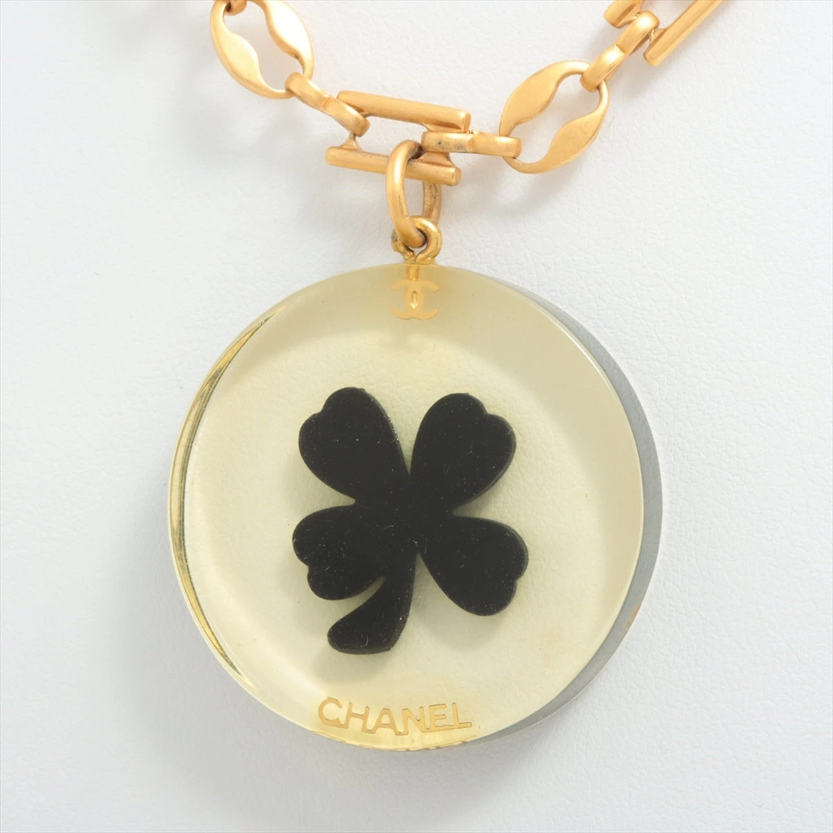シャネル クローバー 01C ネックレス GP×プラスチック ゴールド  