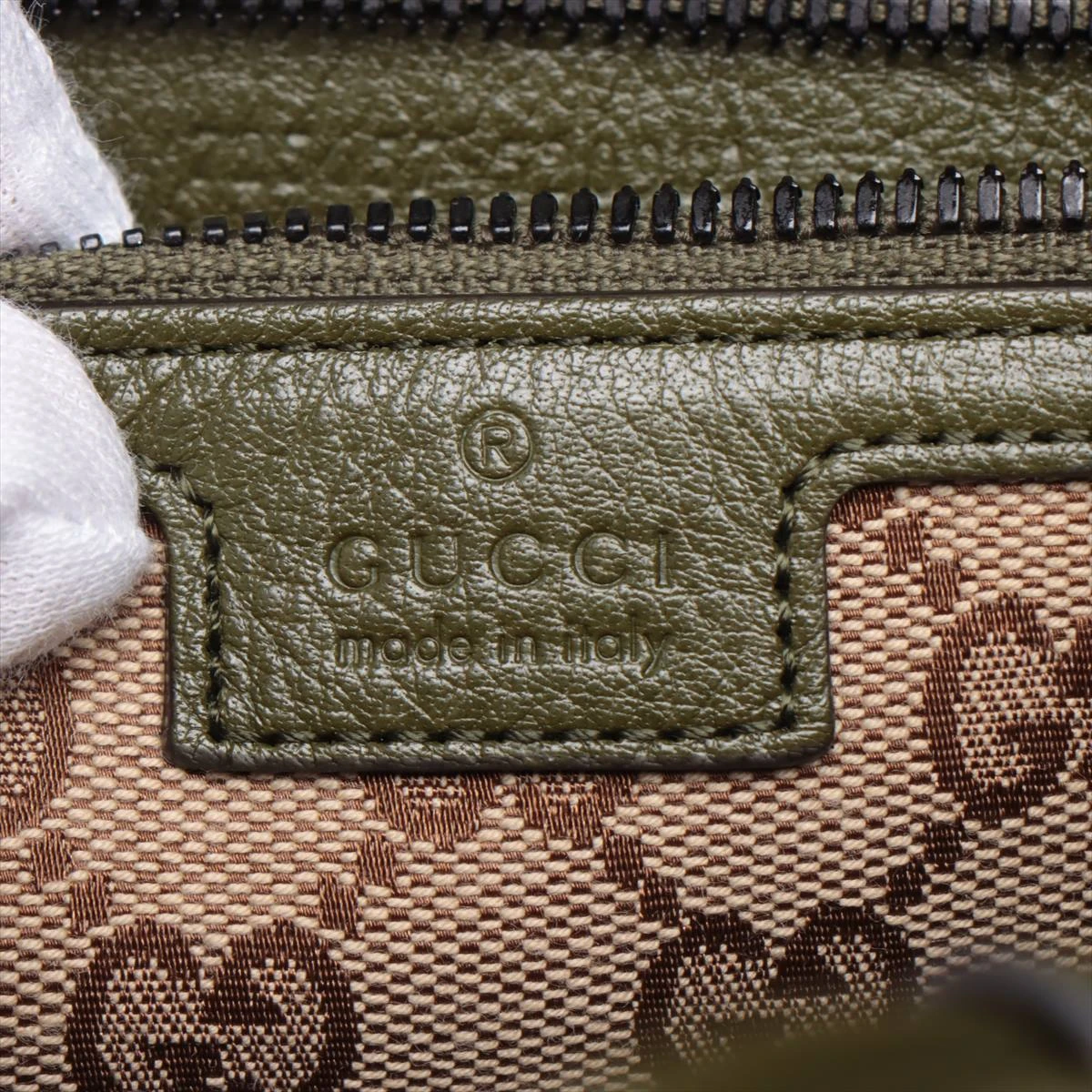 グッチ ダブルG レザー バックパック/リュック カーキ 725657 A2588556