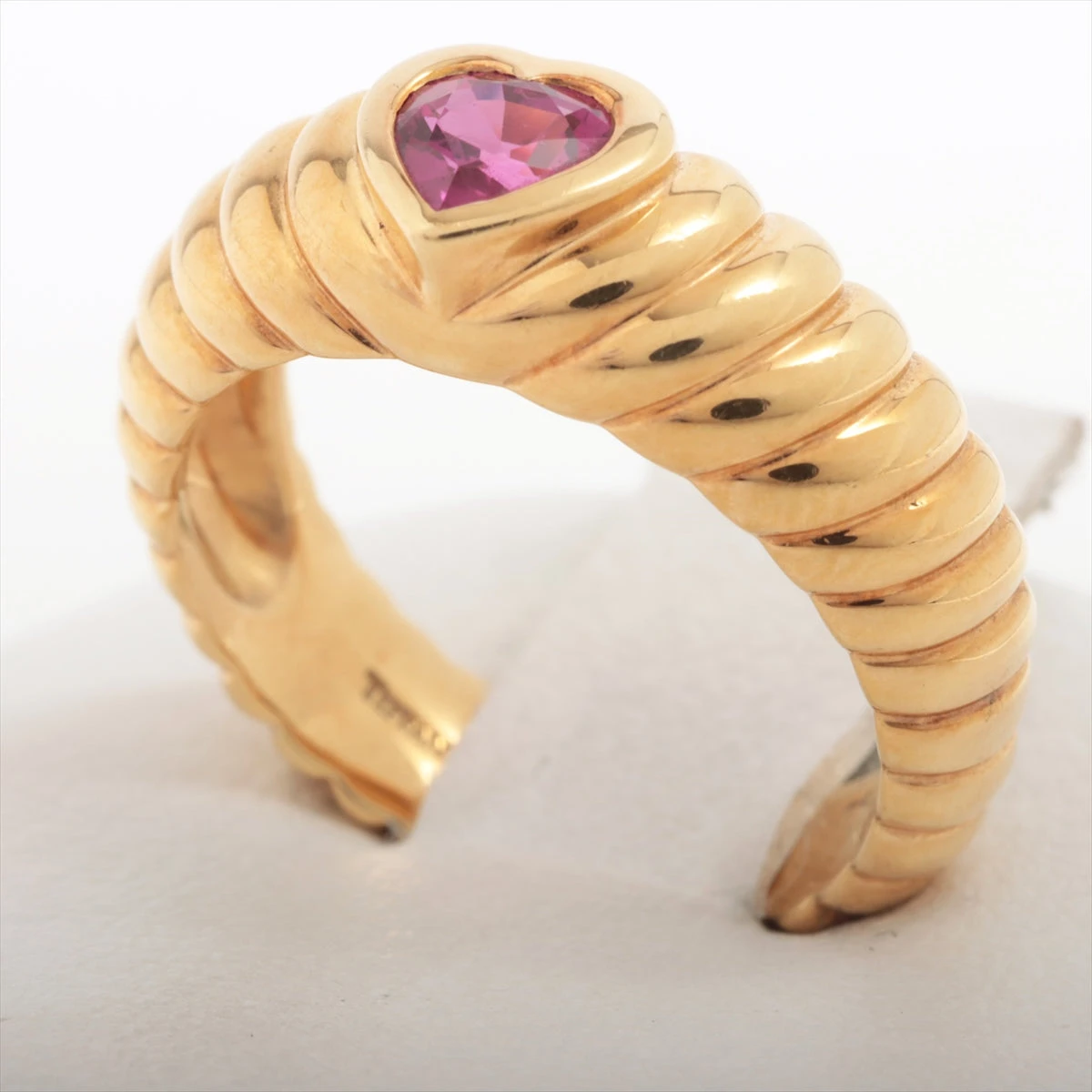 ティファニー リブド フレンドシップ ルビー リング 750(YG) 5.6g  