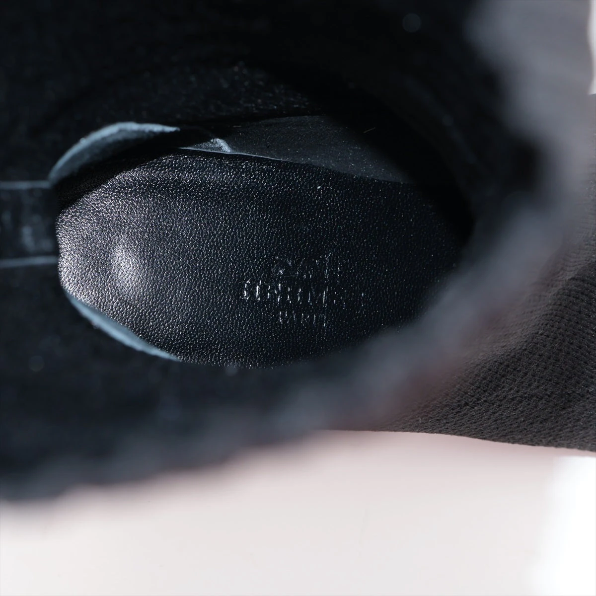 エルメス ニット×レザー ロングブーツ 36.5 レディース ブラック