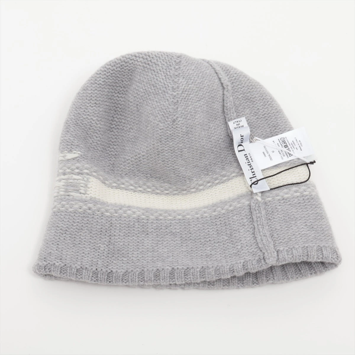 クリスチャンディオール ニットキャップ ウール×カシミヤ グレー
