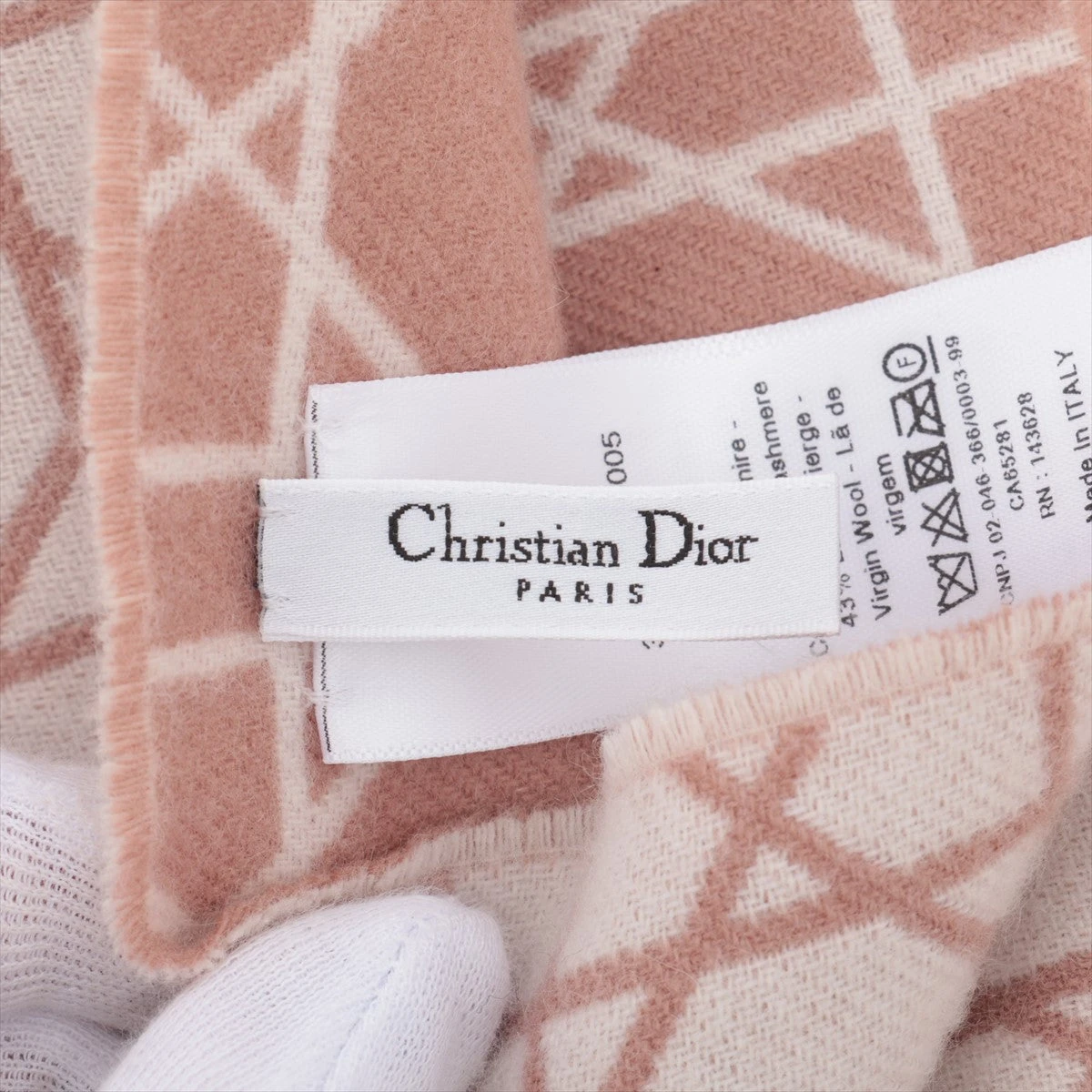 ディオール マフラー ウール×カシミヤ ピンク A2559331｜中古ブランド