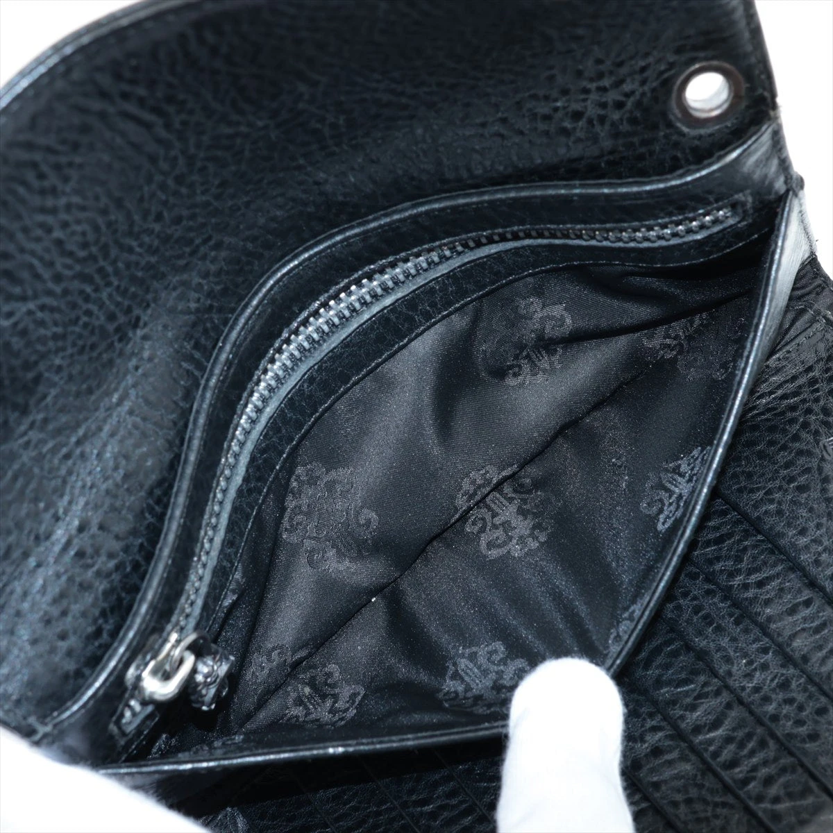 クロムハーツ ウェーブ ウォレット 長財布 カモフラ クロスボール レザー925 クロムハーツ ウェーブ クロスボタン フラップ 長財布 迷彩