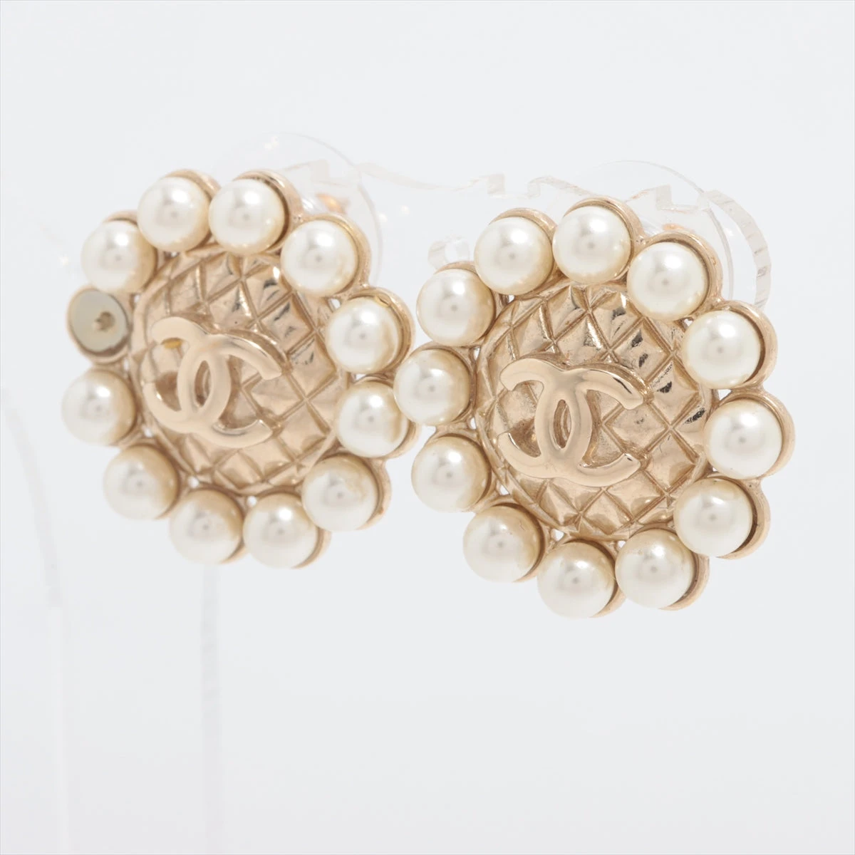【美品・イタリア製】CHANEL 両耳用ピアス 20年製 パール ココマーク シャネル ココマーク B20S ピアス(両耳用) GP×フェイクパール ゴールド