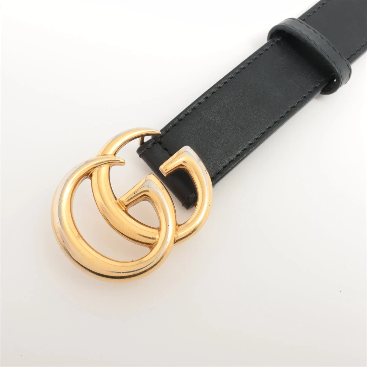 美品✨グッチ GG マーモント ベルト ゴールド レザー 黒　70・28 Gucci GG Marmont Black Leather Belt Brass Buckle Size 70/28
