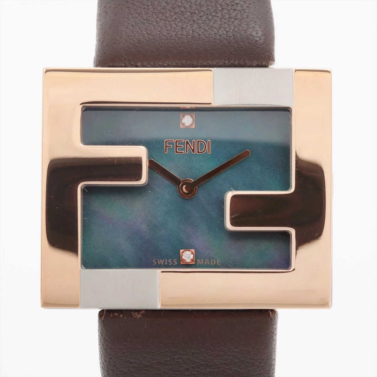 ☆稼働品☆フェンディ　ズッカ　スクエア　腕時計 FENDI - 716【OH済】FENDI 時計 シェル文字盤 ズッカ柄 60500L