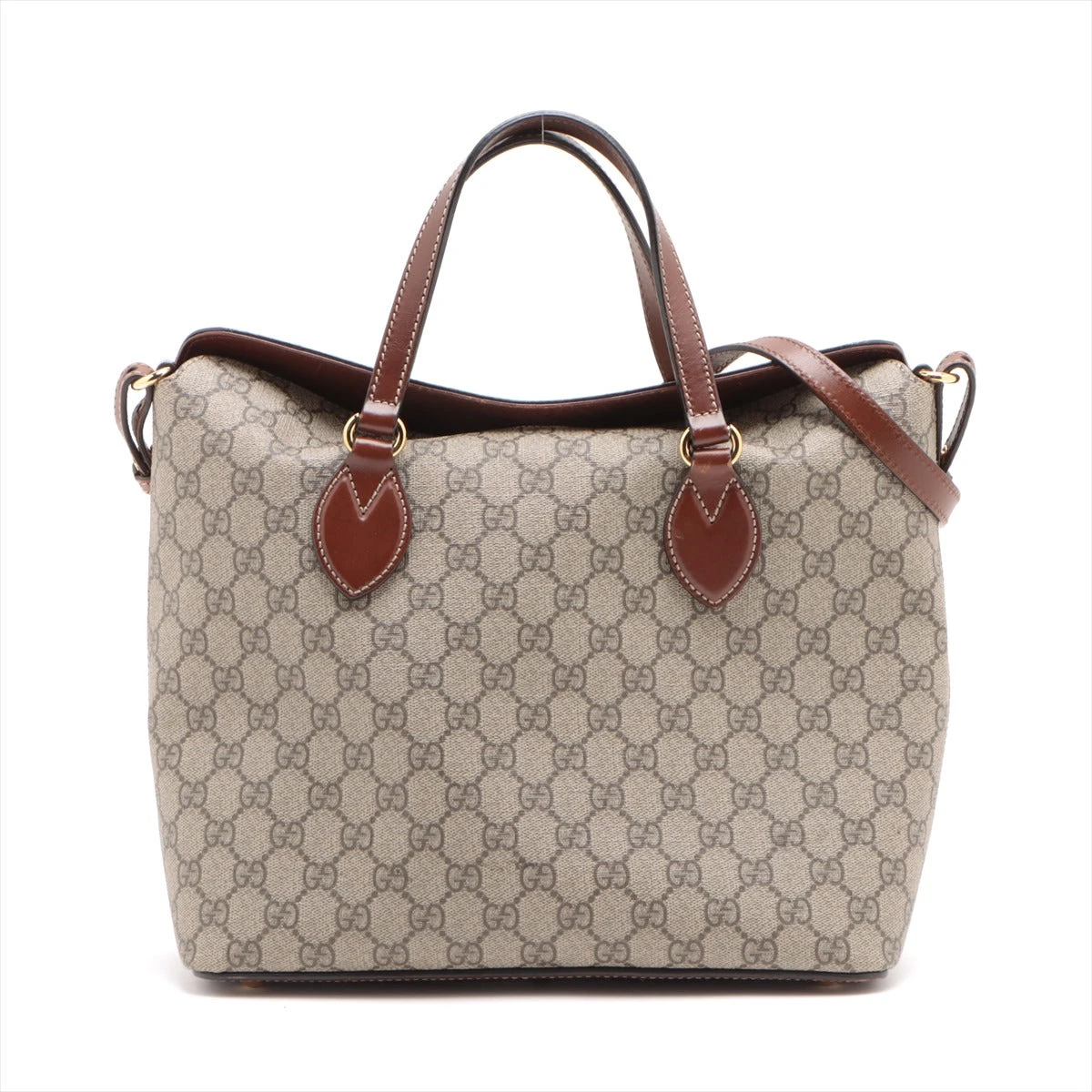 ほい　GUCCI トートバッグ　GG スプリーム　PVC レザー　ベージュ グッチ GGスプリーム PVC×レザー 2WAYトートバッグ ベージュ