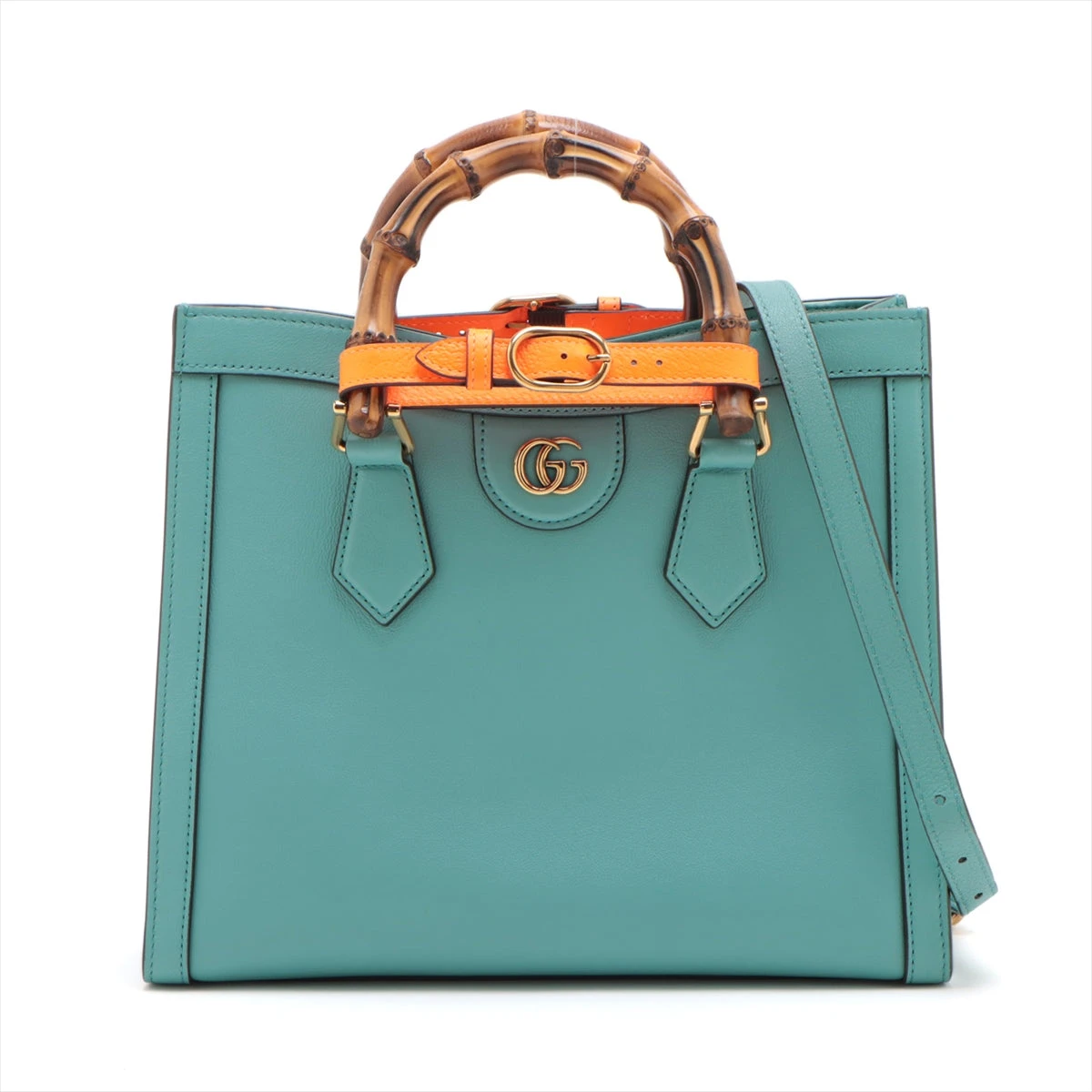 グッチ バンブー ダイアナ レザー 2WAYハンドバッグ ブルー 560195