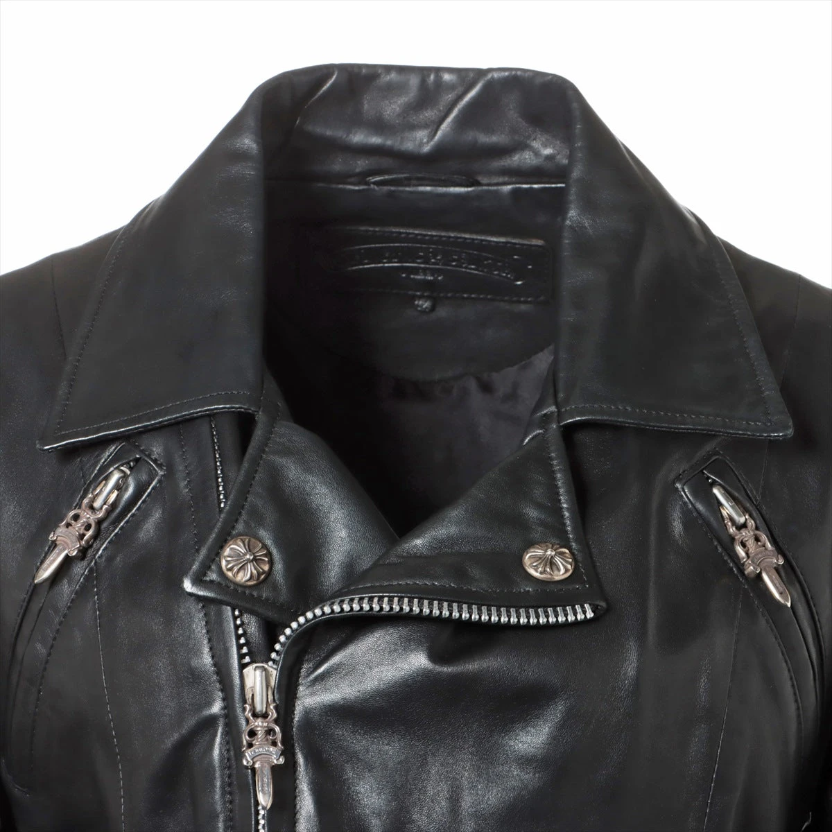クロムハーツ JJディーン ライダースジャケット レザー×925 JVP サイズ