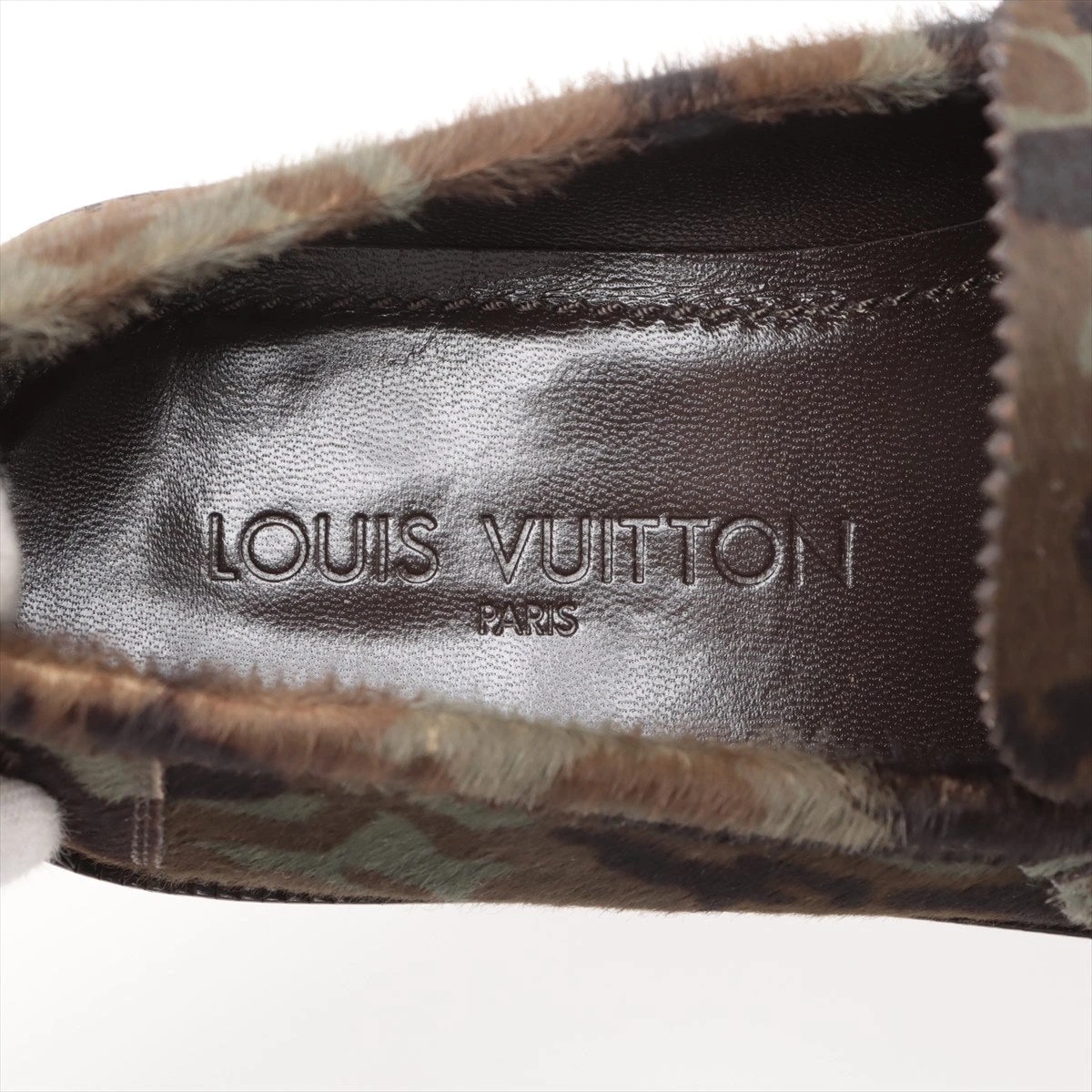 【箱、付属品付き】　LOUIS VUITTON ハラコ　迷彩柄ローファー ルイヴィトン Louis Vuitton ハラコ ローファー 迷彩柄 中古A級