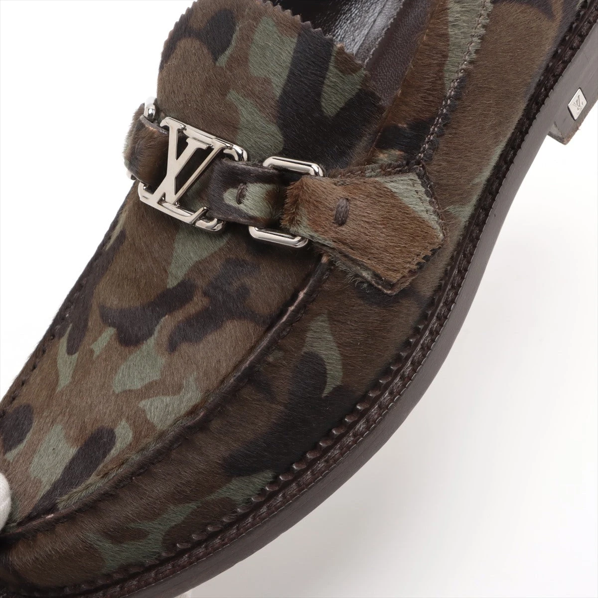 【箱、付属品付き】　LOUIS VUITTON ハラコ　迷彩柄ローファー ヴィトン 13年 レザー×ハラコ ローファー 6 メンズ カモフラ