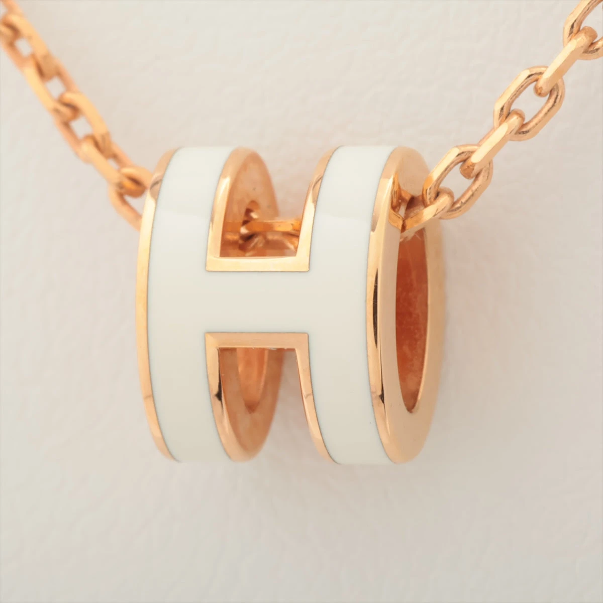 【付属品有】　HERMES ポップアッシュ　ネックレス ゴールド　オフホワイト エルメス ミニポップアッシュH ネックレス GP ホワイト×ゴールド
