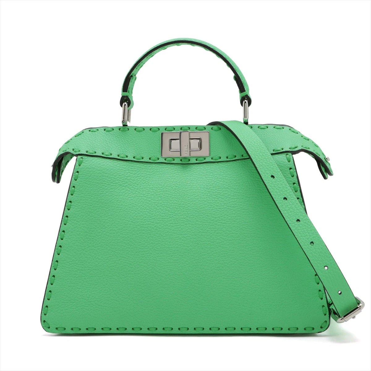 美品】FENDI フェンディ ピーカブー 過敏 レギュラー グリーン 2way 美品】FENDI フェンディ ピーカブー 過敏 レギュラー グリーン 2way
