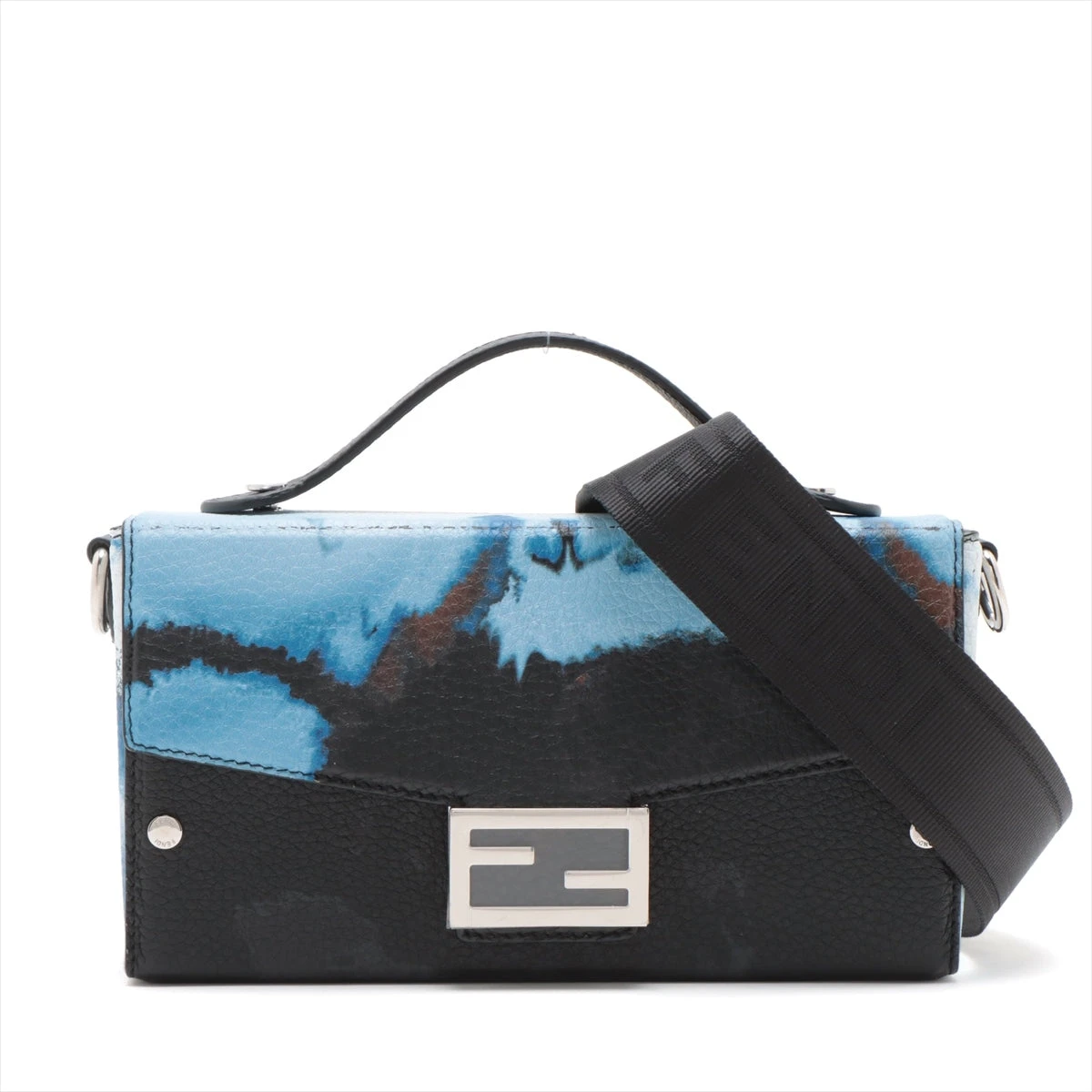 フェンディ ソフトトランク レザー 2WAYショルダーバッグ ブルー