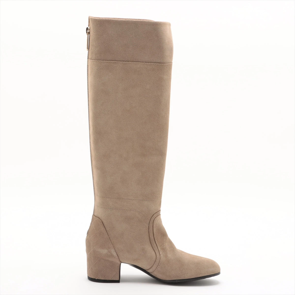 美品！CHANEL スエードレザーロングブーツ ベージュ シャネル スエード ロングブーツ 38 レディース ベージュ G28434