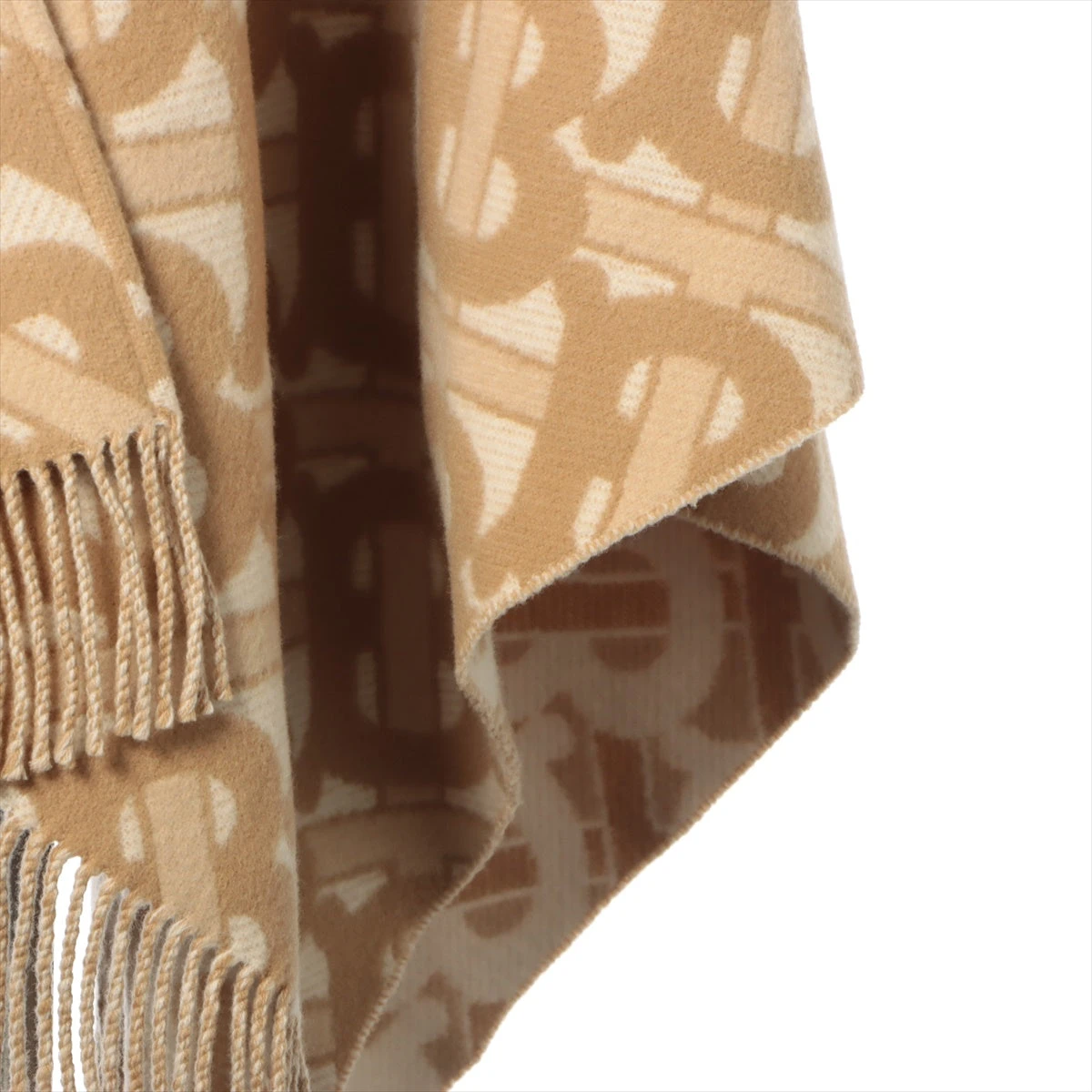 バーバリー TBロゴ ティッシ期 ウール×カシミヤ ポンチョ 137×140cm