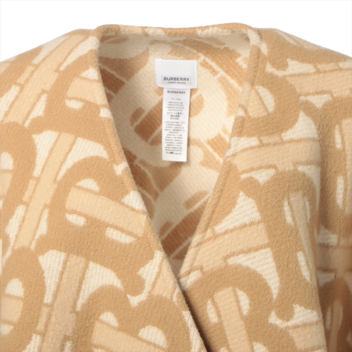 バーバリー TBロゴ ティッシ期 ウール×カシミヤ ポンチョ 137×140cm