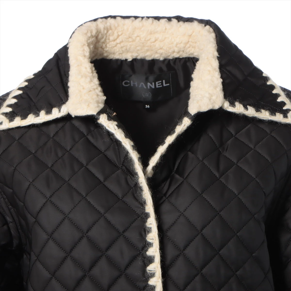 CHANEL シャネル キルティング ハイヒール ベージュ・ブラック シャネル ポリエステル キルティングジャケット 36 レディース