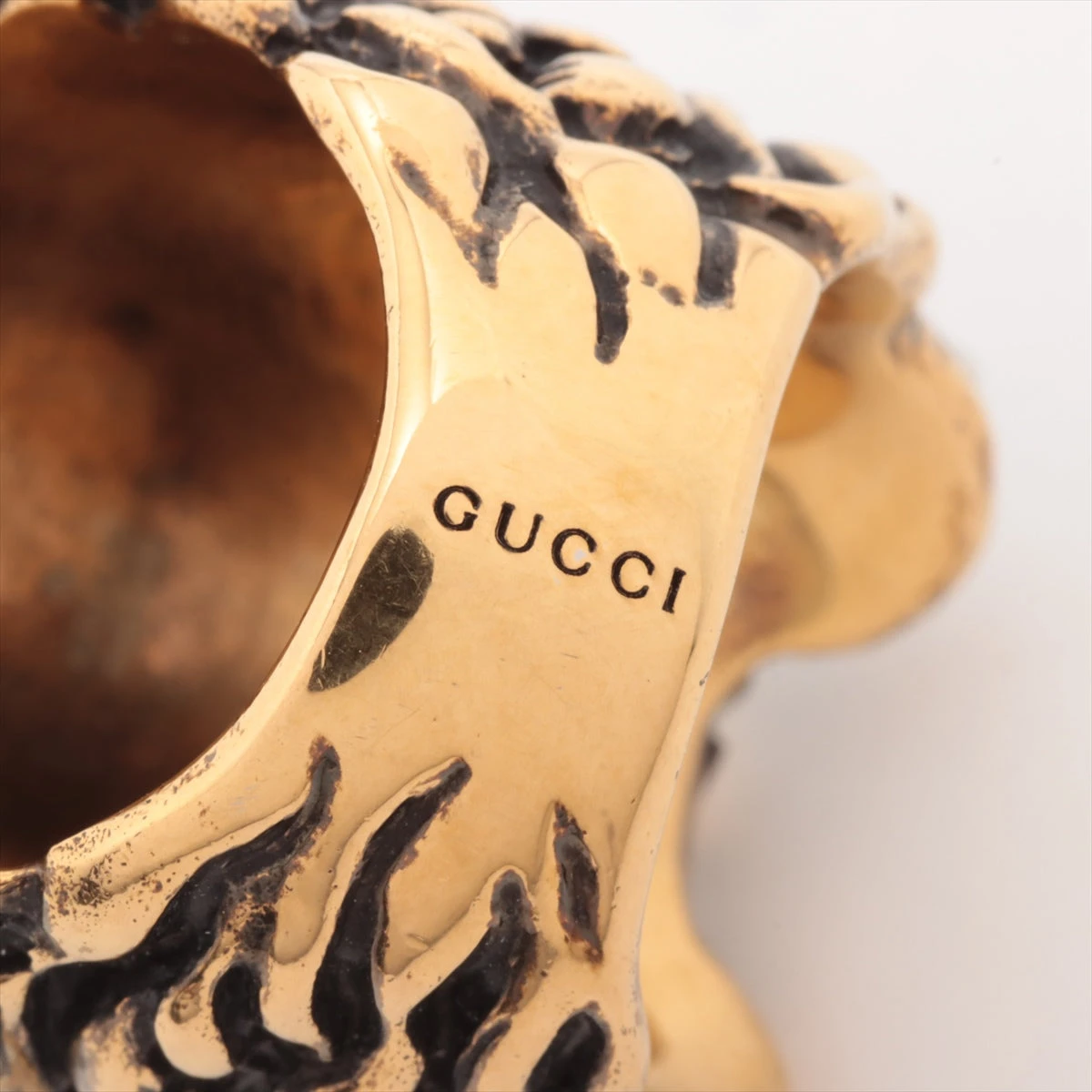 GUCCI ライオンヘッドリング 13号 ブラックストーン Gucci グッチ ライオンヘッド リング ブラック メタル Size 13