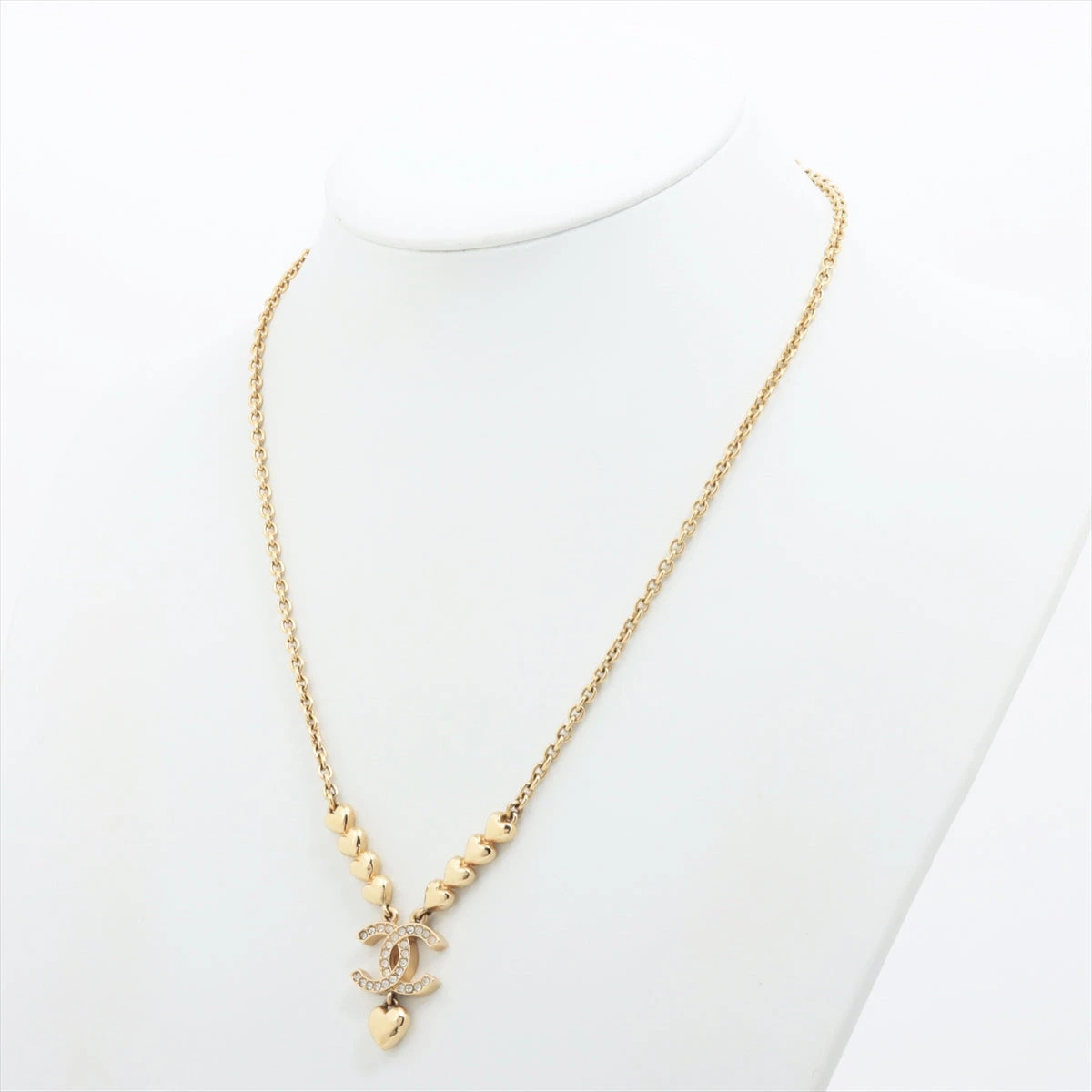 シャネル ココマーク ハート B23P ネックレス GP×ラインストーン