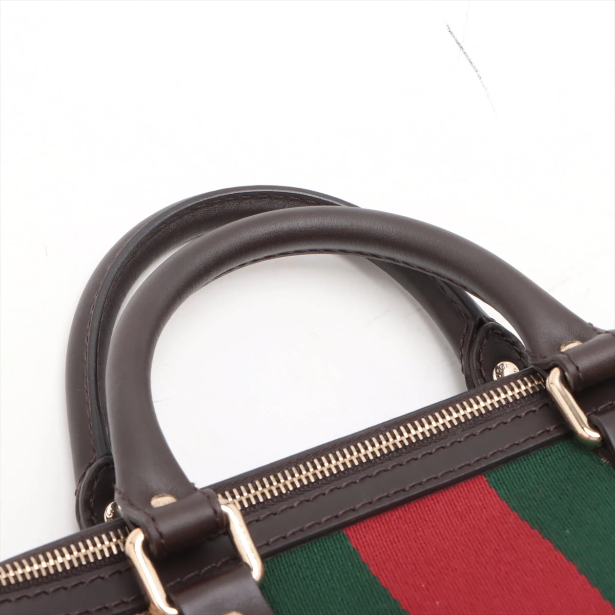 GUCCIブラウン ボストンバッグ 中型 キャンバス・レザー Gucci GGキャンバス ボストンバッグ