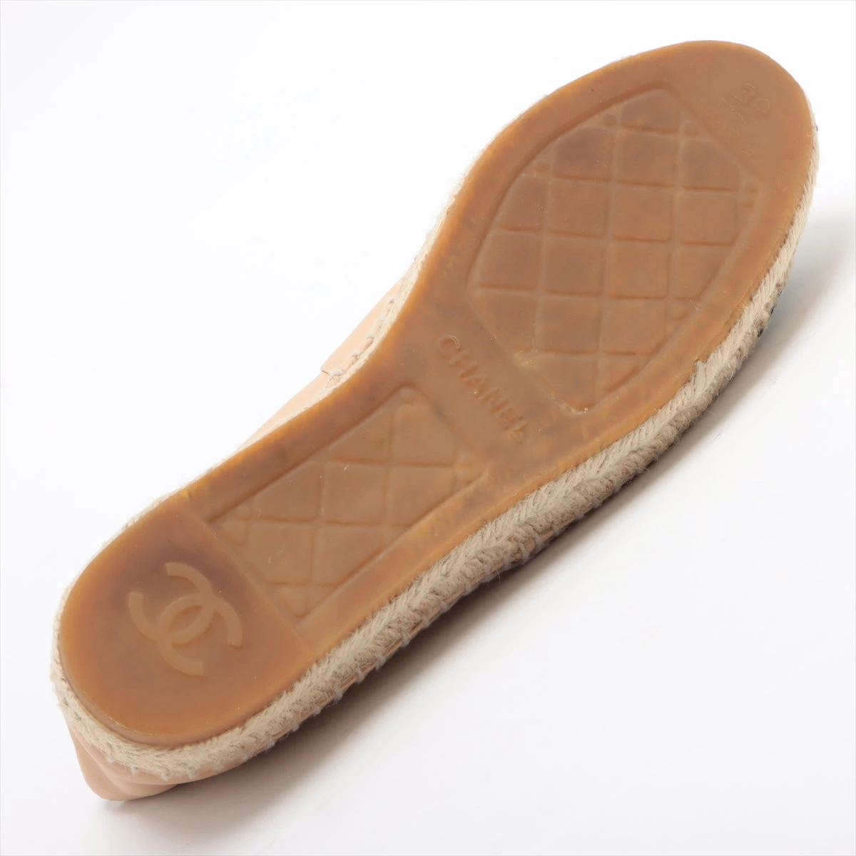 美品 CHANEL ロゴ レザー エスパドリーユ ベージュ 67dce0807e77c.webp