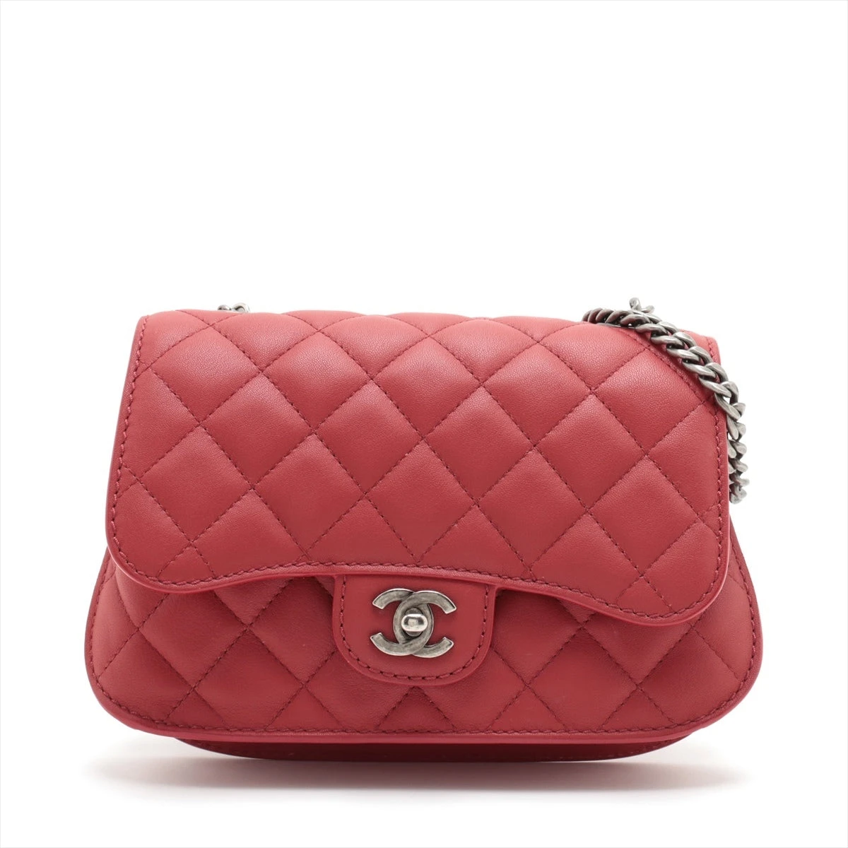 【箱・カード付】 シャネル マドモアゼル マトラッセ 赤 レッド CHANEL(シャネル) マトラッセ チェーンショルダーバッグ 肩掛け