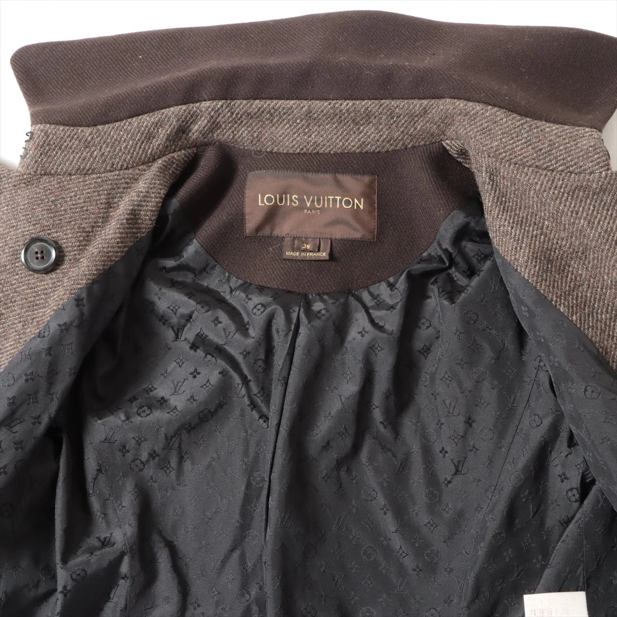 ヴィトン 07AW ウール コート 38 レディース ブラウン RW072A 毛