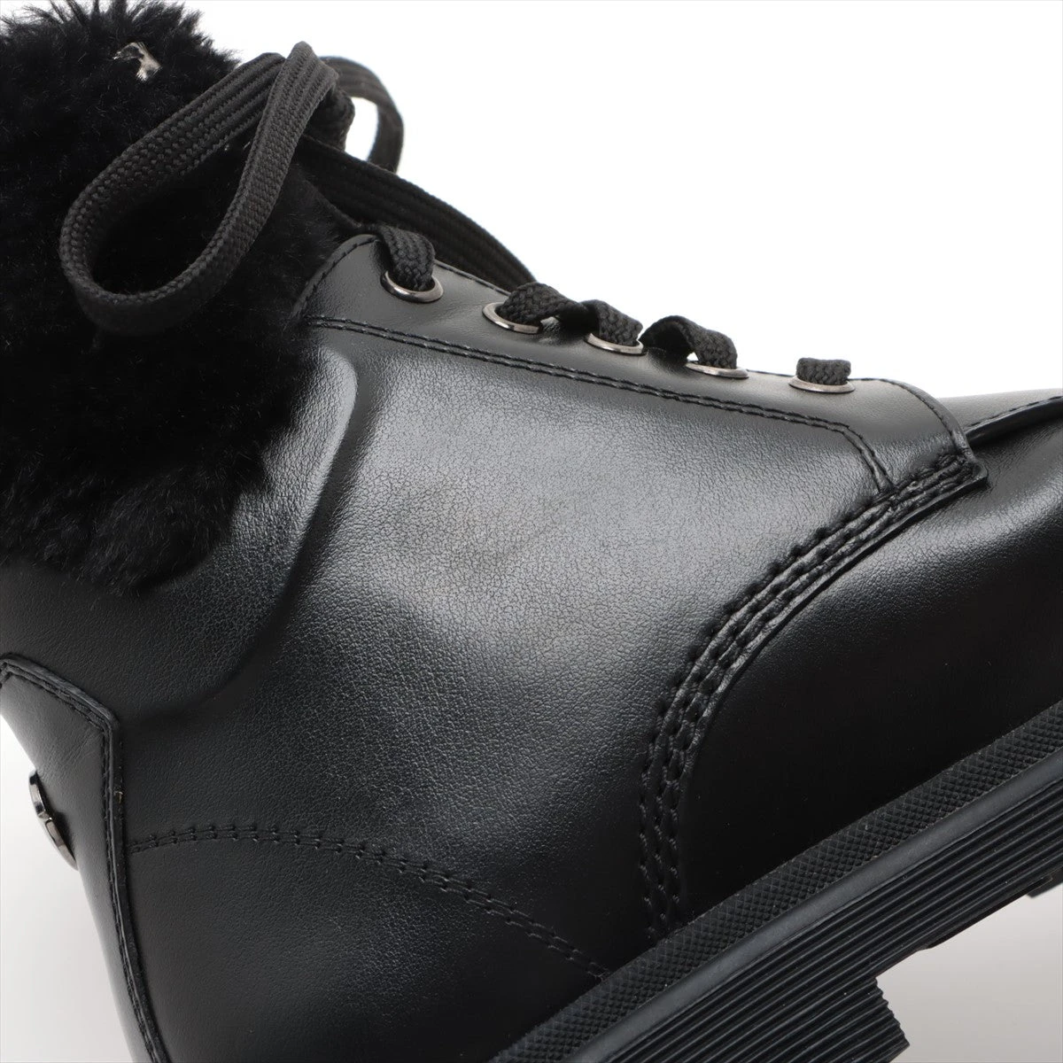 MONCLER ★ レザーショートブーツ モンクレール レザー ショートブーツ 36 レディース ブラック