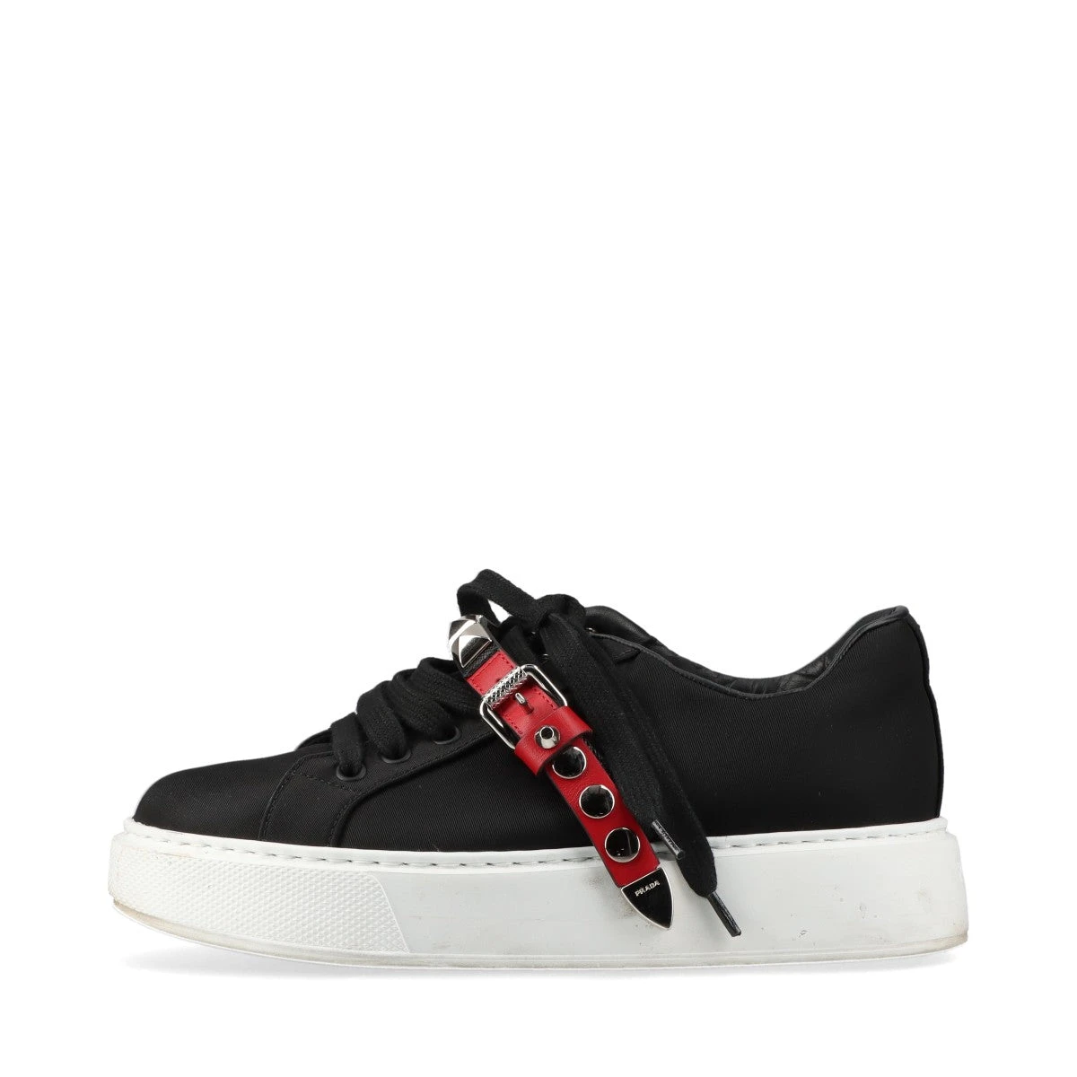 プラダ ファブリック スニーカー 37 レディース ブラック 1E813L  