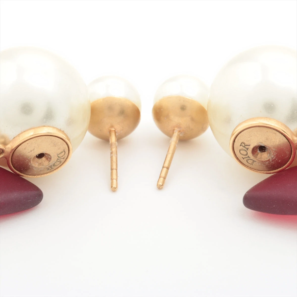 ディオール ピアス(両耳用) GP×フェイクパール ゴールド キズ