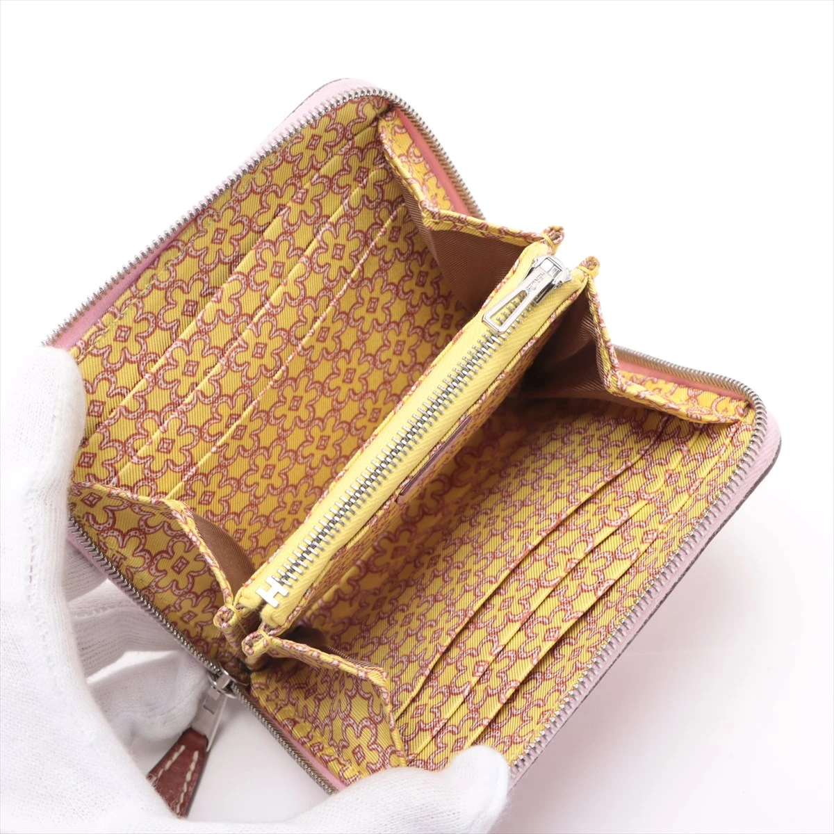 エルメス アザップ コンパクト ピンク シルクイン コインケース ヴォーエプソン HERMES エルメス コインケース アザップ シルクイン コイン AZAP