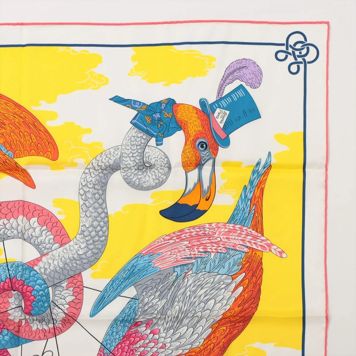 エルメス カレ70 TIEQ UP IN KNOTS スカーフ シルク ピンク シワ