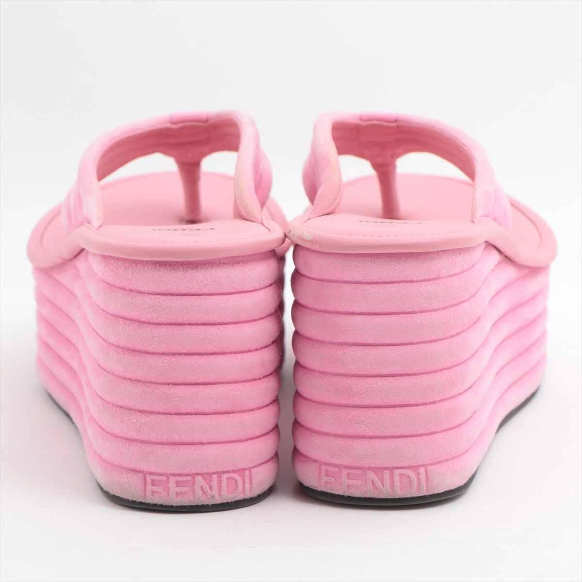 フェンディ レザー×スエード サンダル 39 レディース ピンク  