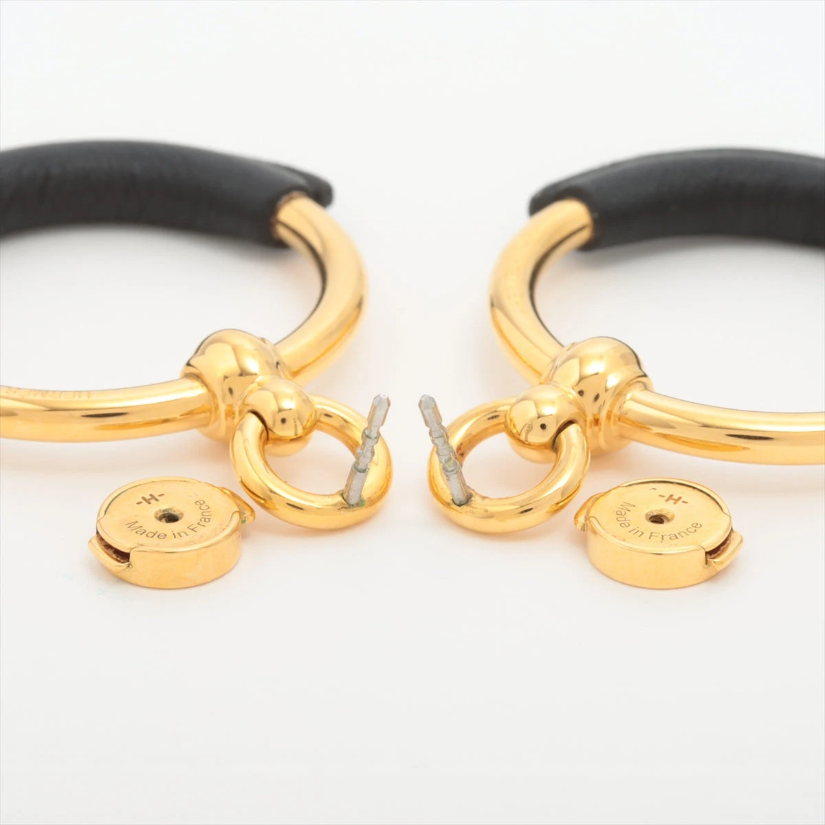 エルメス ループグラン ピアス(両耳用) GP×革 ゴールド A2488657｜中古