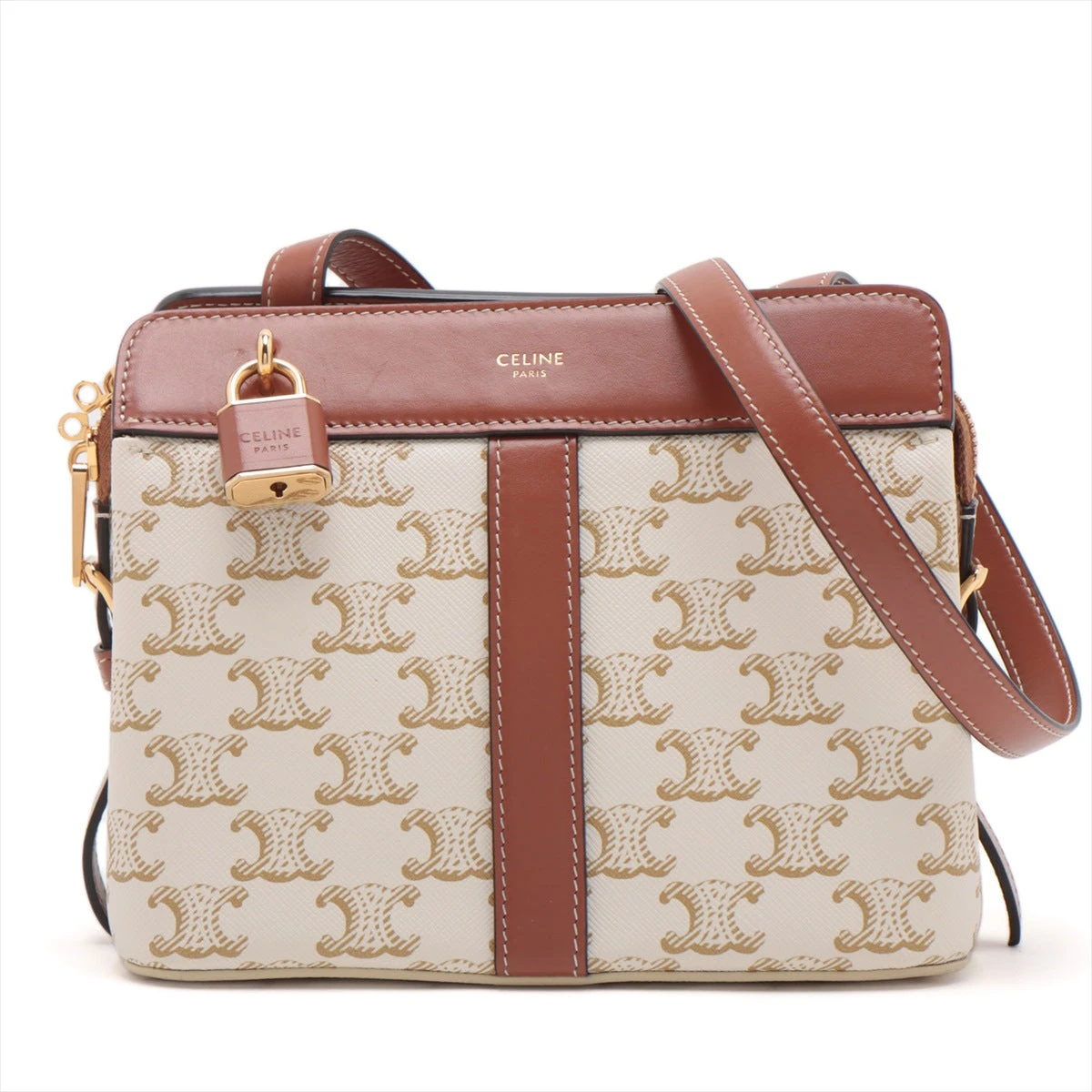 セリーヌ ティーンカバドゥフランス PVC ショルダーバッグ ベージュ