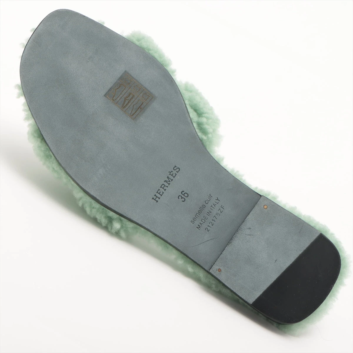 エルメス オラン ボア サンダル 36 レディース グリーン 箱あり