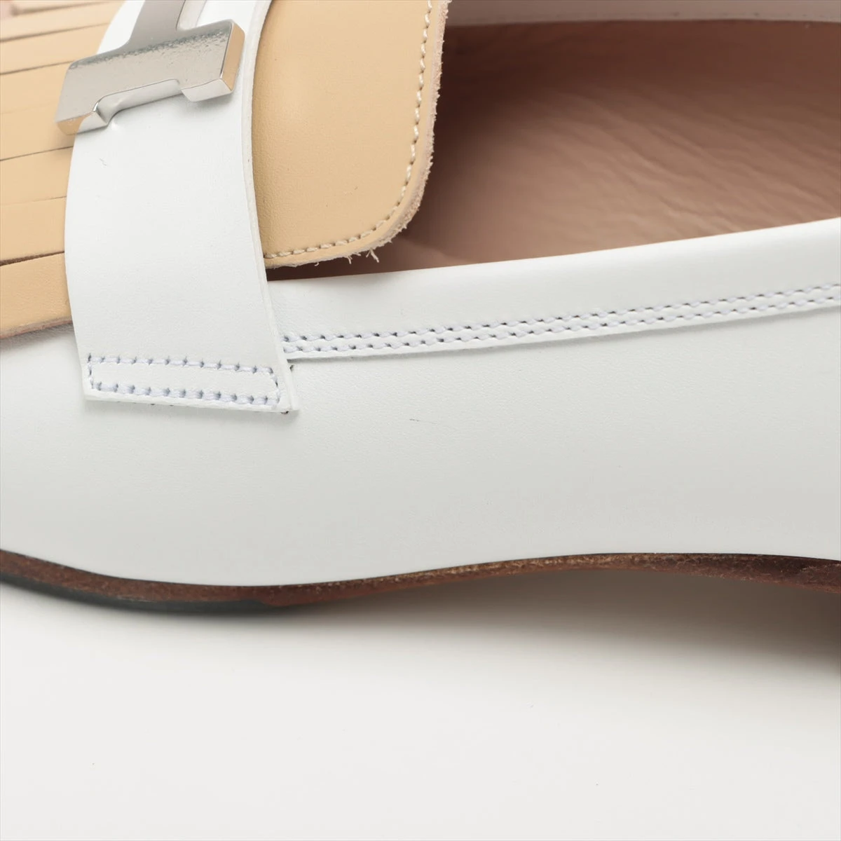 HERMES ローファー ホワイト・グレー エルメス(HERMES)エルメス ローファー ローファー 靴 レディース