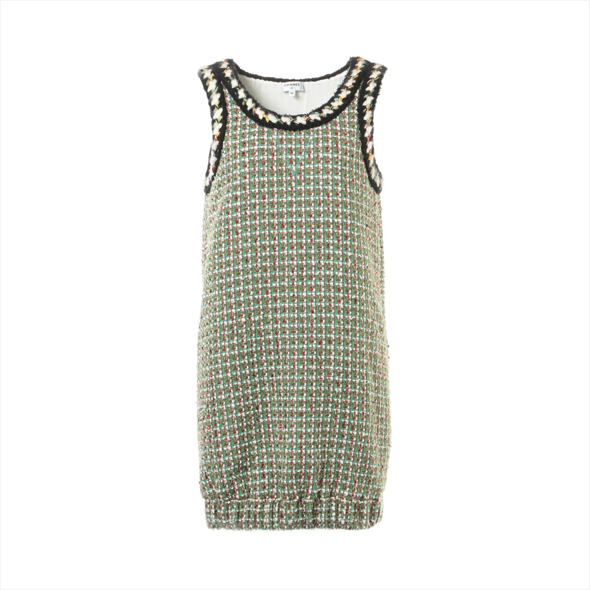 CHANEL ノースリーブツイードワンピース 34