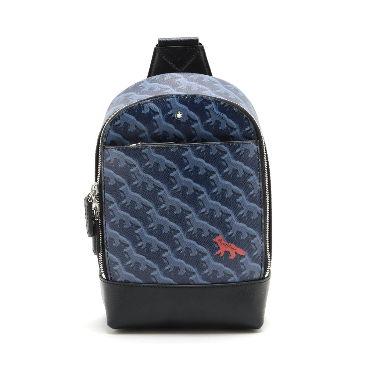 モンブラン×メゾンキツネ PVC×レザー ボディバッグ ブルー