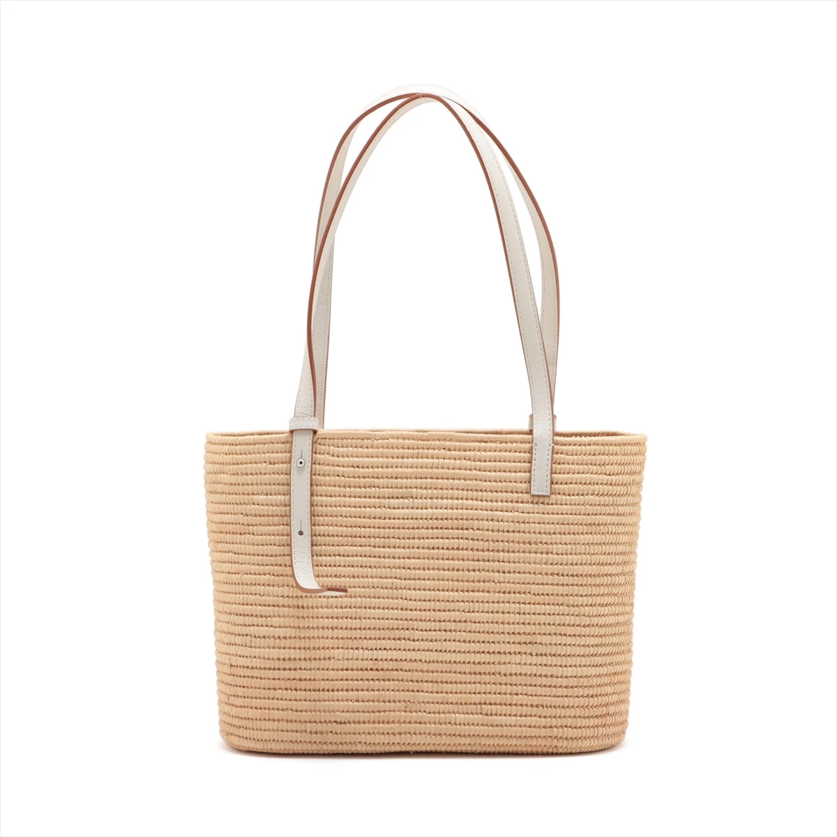 ロエベ スクエアバスケット スモール ラフィア×レザー カゴバッグ